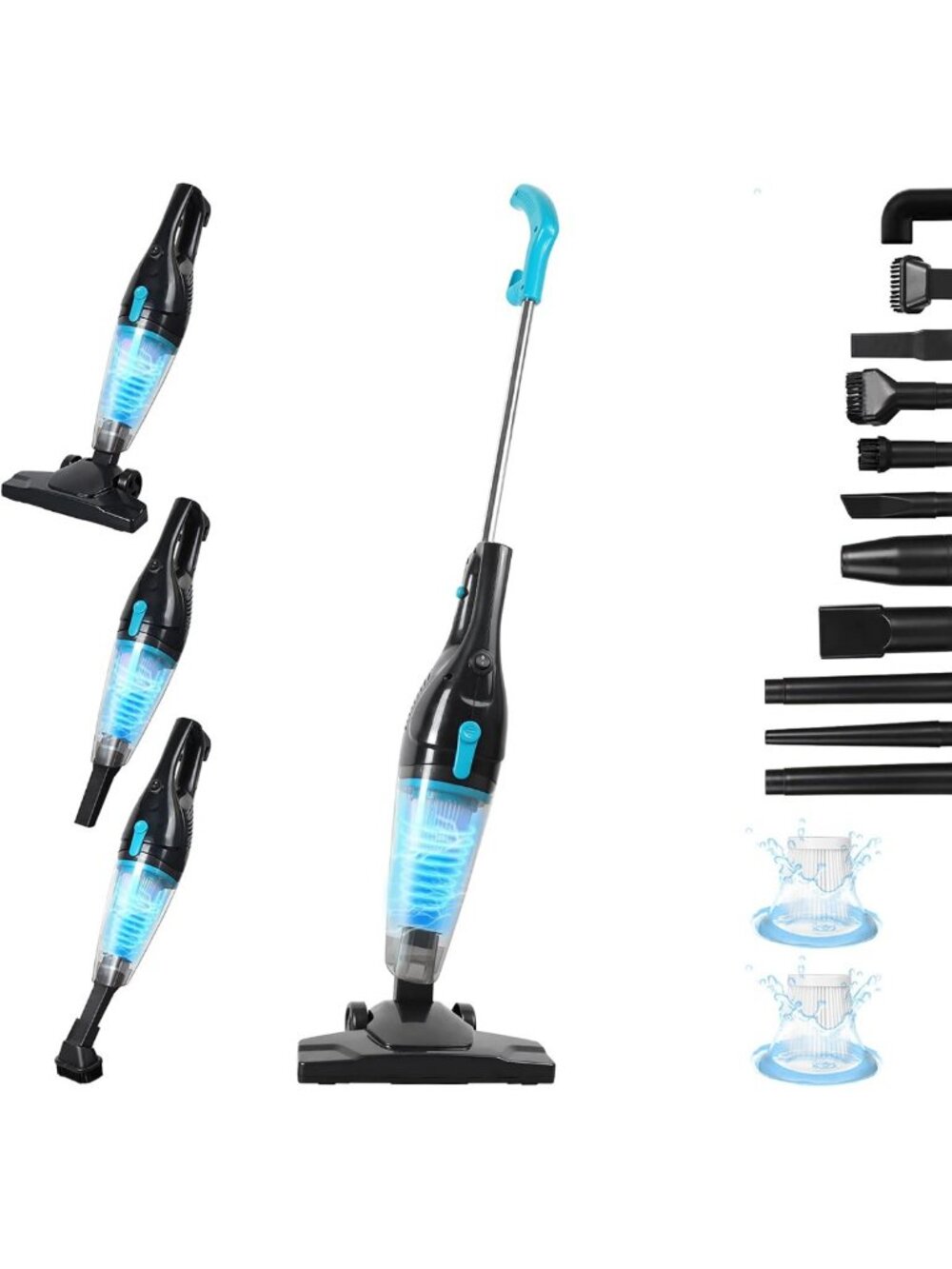 Powerful 15KPa Corded Vacuum Cleaner, 12-in-1 Lightweight Bagless, Ultra Quiet